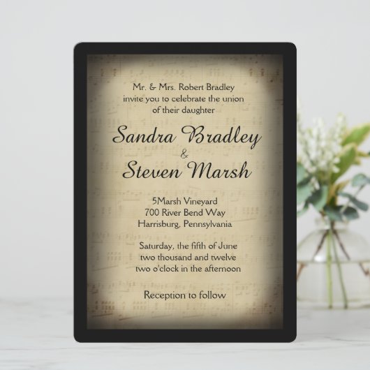 Geformatteerd muziekthema Wedding Kaart (Staand voorkant)