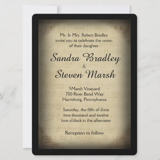 Geformatteerd muziekthema Wedding Kaart (Voorkant)