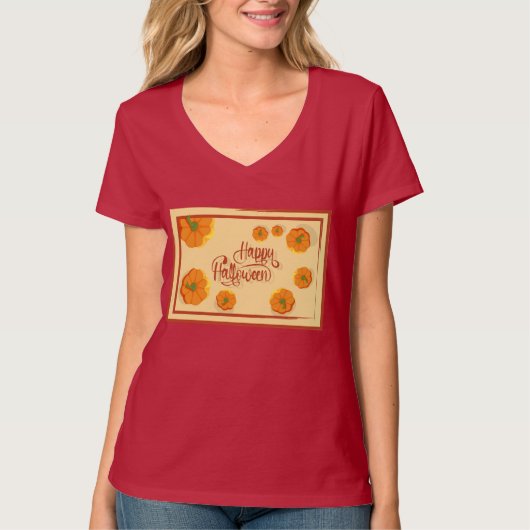 Geformatteerd wenskaart Happy Halloween-typografie T-shirt (Voorkant)