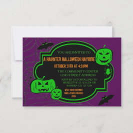 Geformatteerde groene/Paarse pompoenen - 3x5Hallow Kaart