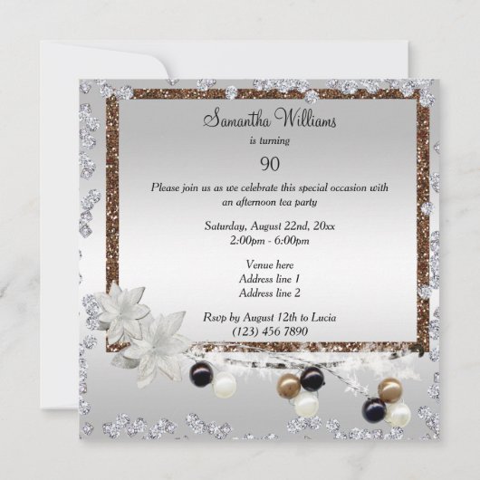 Geformatteerde legance 90th Birthday Kaart (Achterkant)