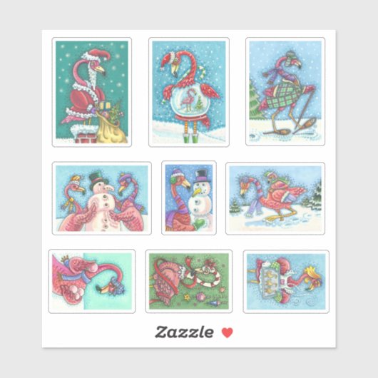 GEFORMULEERDE FUNNY PINK FLAMINGO CHRISTMAS BIRDS STICKER (Vel)