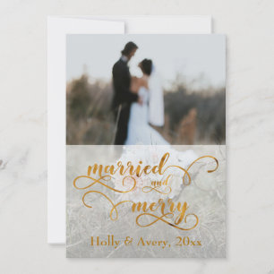Geforriteerde en liefhebbende Faux Gold Foil & Whi Feestdagenkaart
