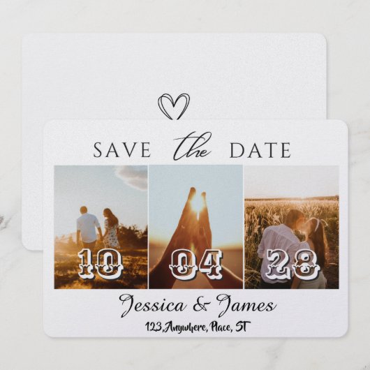 Gefotografeerd Persoonlijk Bewaar de Datum Save The Date (Voorkant / Achterkant)