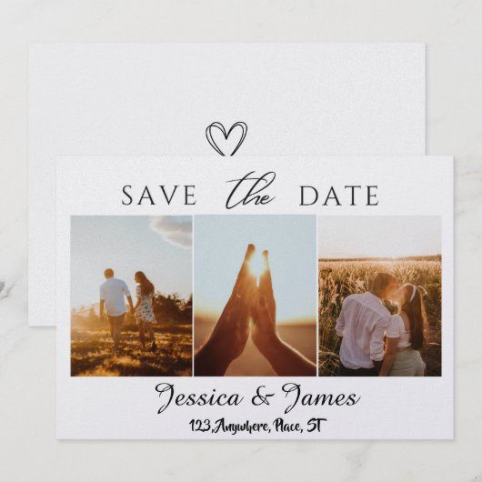 Gefotografeerd Persoonlijk Huwelijksaankondiging K Save The Date (Voorkant / Achterkant)