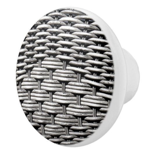 Gefotografeerd vlecht, abstract en boeiend grijs keramische knop (Rechts)