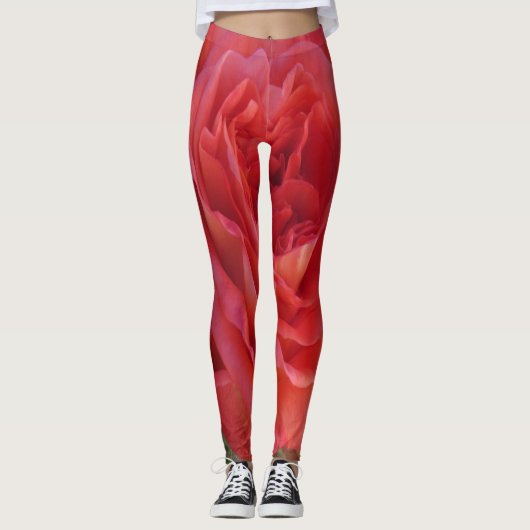 Gefotografeerde rode roos leggings (Voorkant)