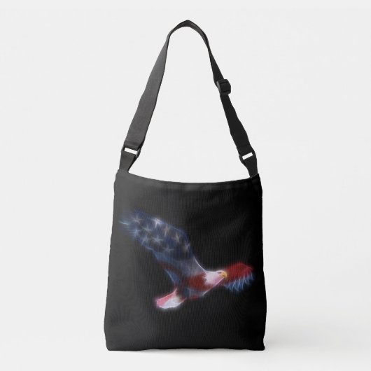 Gefractioneerde Amerikaanse vlag Eagle Patriotic Crossbody Tas (Voorkant)