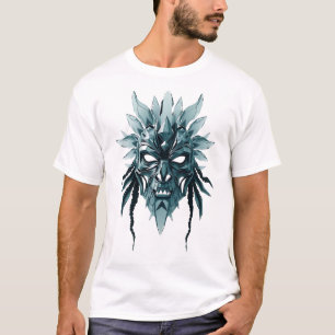 Gefractureerde Glas Tribal Mask Art T-shirt