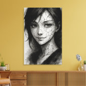 Gefractureerde Glimlach – Gekraakte Porseleinen In Canvas Afdruk (Insitu (Woonkamer))