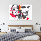 Gefragmenteerd Portret Canvas Afdruk (Insitu (Slaapkamer))