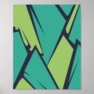 Gefragmenteerde geometrie in groen en Blauwgroen Poster