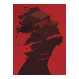 Gefragmenteerde identiteit in de kleuren rood foto afdruk