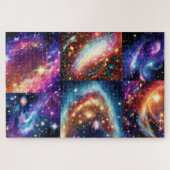 Gefragmenteerde Paarse Gold Space Sky Cosmos Legpuzzel (Horizontaal)