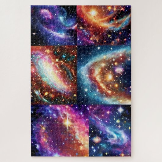 Gefragmenteerde Paarse Gold Space Sky Cosmos Legpuzzel (Verticaal)
