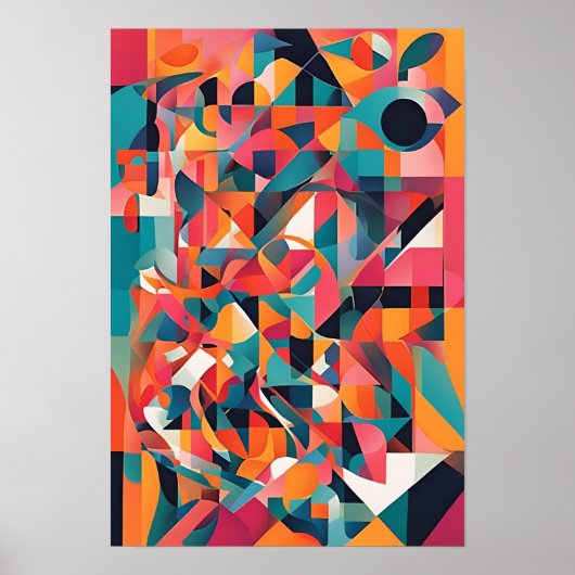 Gefragmenteerde symfonie: Abstracte geometrische f Poster (Voorkant)