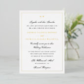 Geframed Elegant Monogram Black White Wedding Folie Uitnodiging (Staand Voorkant)
