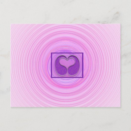 Geframed roze hartriraal die je mist briefkaart (Voorkant)