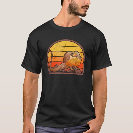Gefrankeerde nek hagedis cadeau retro gefrankeerd t-shirt (Voorkant)