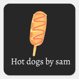 gefrituurd deeg op een stok vierkante sticker