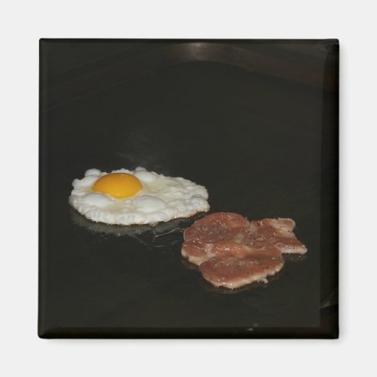 Gefrituurd ei en hamburger bij straatkraam, Taipei Magneet (Voorkant)