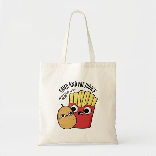 Gefrituurd en vooroordeel grappige frietjes woords tote bag (Voorkant)