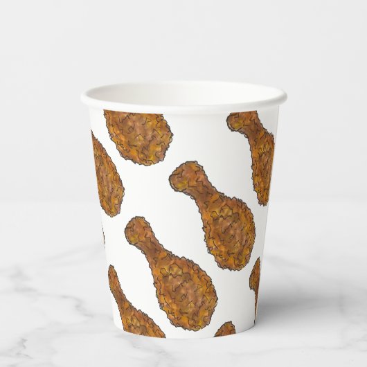 Gefrituurde Kip Been Drumstick Cookout Restaurant Papieren Bekers (Achterkant)