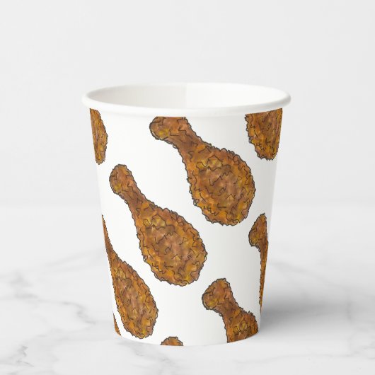 Gefrituurde Kip Been Drumstick Cookout Restaurant Papieren Bekers (Links)