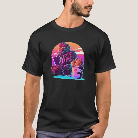 Gefrituurde Kip Synthwave 80s Retrowave Esthetiek T-shirt (Voorkant)