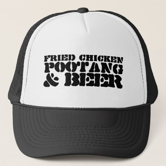GEFRITUURDE KIPPENPOOT EN BIER TRUCKER PET (Voorkant)