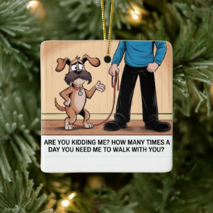 Gefrustreerde Hond Grappige Wandelende Cartoon Keramisch Ornament