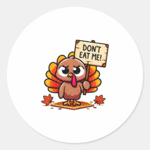 Gefrustreerde kalkoen met bord - Eet me niet! Tha Ronde Sticker
