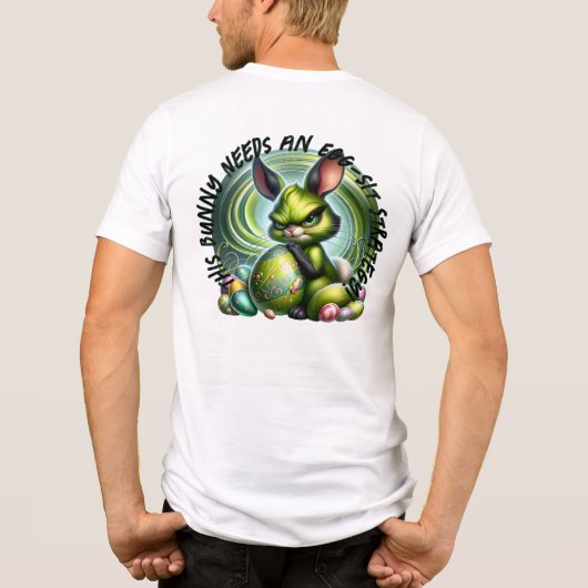 -gefrustreerde konijn omhelst een ei, Tri-Blend shirt (Achterkant)