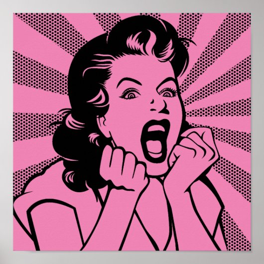 Gefrustreerde Vrouw Schreeuw Grappig Poster Bord (Voorkant)