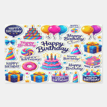 Geft stickers gelukkige verjaardag