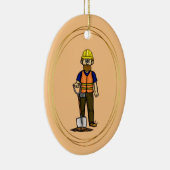 Gegaasde bouwwerker met scheerversiering keramisch ornament (Rechts)