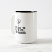 Gegadigden als vissen tweekleurige koffiemok (Voorkant links)