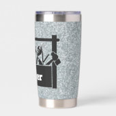 Gegalvaniseerd metaal met toolbox gepersonaliseerd geïsoleerde drinkbeker (Achterkant)