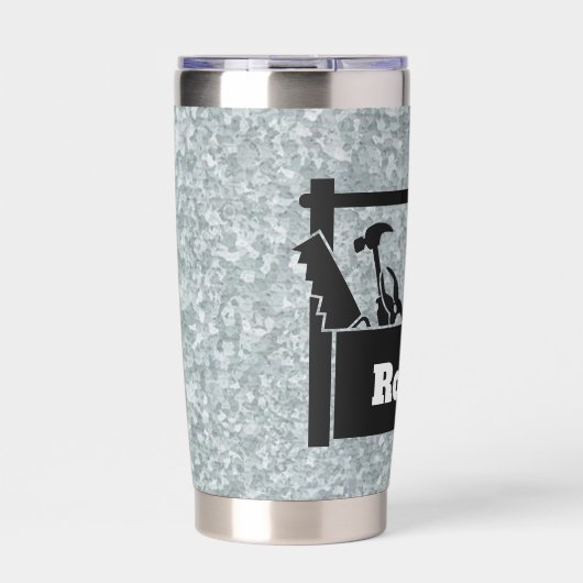 Gegalvaniseerd metaal met toolbox gepersonaliseerd geïsoleerde drinkbeker (Voorkant)