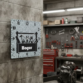 Gegalvaniseerd metaal met toolbox gepersonaliseerd vierkante klok