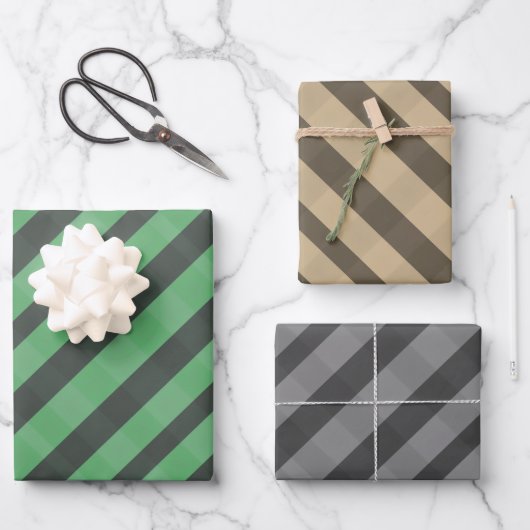 Gegarandeerd geruit groen bruin grijs inpakpapier vel (Voorkant)