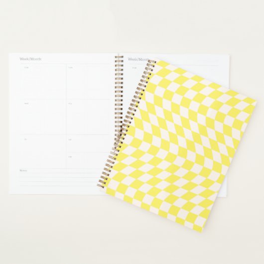 Gegarmeerd Check Retro Checkerboard Soft Yellow Planner (Display)