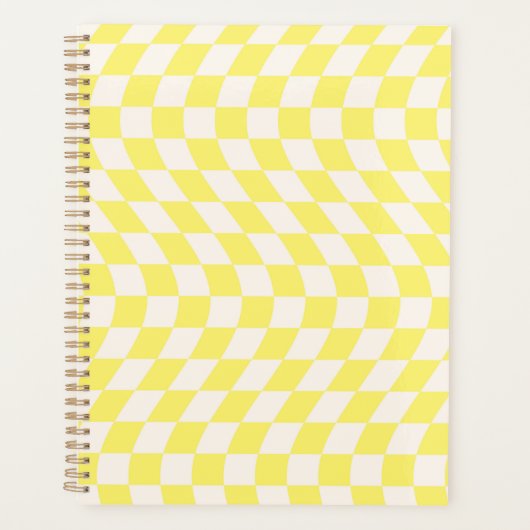 Gegarmeerd Check Retro Checkerboard Soft Yellow Planner (Voorkant)