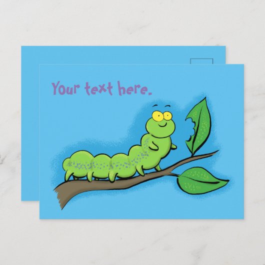 Gegastreuze cartoon met groene caterstijl briefkaart (Voorkant / Achterkant)