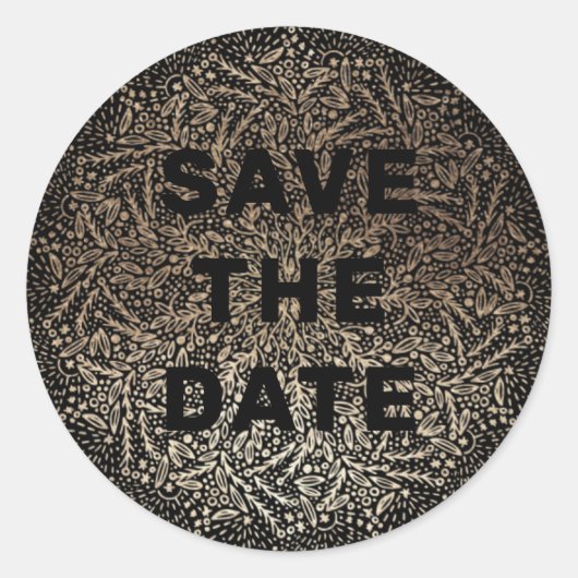 gegaufreerd | Formele elegante Winter Black Gold F Ronde Sticker (Voorkant)