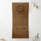  gegaufreerd roos, trouwe bruiloft drieluik uitnodiging (Binnen)