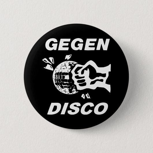 Gegen Disco (weiss auf schwarz) Ronde Button 5,7 Cm (Voorkant)