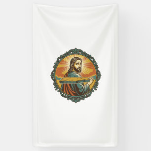 Gegeneerde Jezus Vallend Plat Oppervlak Openbare K Spandoek