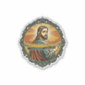 Gegeneerde Jezus Vallend Plat Oppervlak Openbare K Sticker (Voorkant)