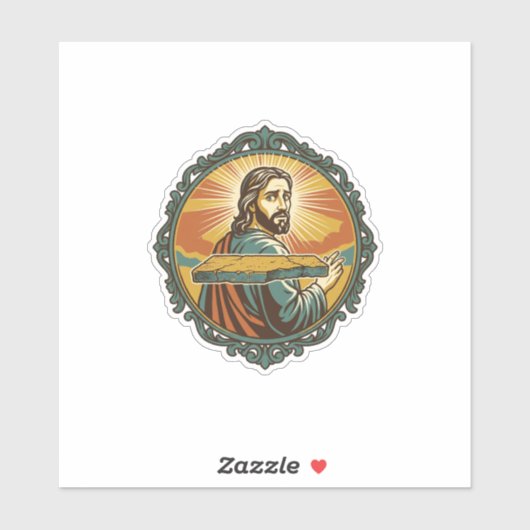 Gegeneerde Jezus Vallend Plat Oppervlak Openbare K Sticker (Vel)